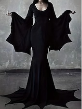 tanie Sukienki-Rodzina Addamsów Czarownica Morticia Addams Noc Walpurgii Sukienka Sukienka na Halloween Punk i gotyk Damskie Dla dorosłych Impreza / Wieczór Karnawał Mardi Gras Łatwy kostium karnawałowy