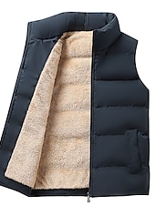 ieftine Gilete-Bărbați Vestă din lână Gilet Purtare Zilnică Vacanță Ieșire Modă De Bază Primăvara &amp; toamnă Buton Poliester Comfortabil Simplu Cu Un Nasture Guler în picioare În V Fit regulat Negru Roșu-aprins