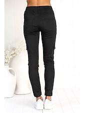 billige Straight-Leg Bukser-Dame Militærbukser Mager Bukser Mote Gatemote Full lengde Medium Midje عادي Flere lommer Elastisk snordesign Komfort Pusteevne Myk Mikroelastisk Feriereise Gate Daglig Svart Kakifarget Mørkeblå Grå