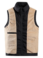 ieftine Gilete-Bărbați Vestă din lână Gilet Purtare Zilnică Vacanță Ieșire Modă De Bază Primăvara &amp; toamnă Buton Poliester Comfortabil Simplu Cu Un Nasture Guler în picioare În V Fit regulat Negru Roșu-aprins