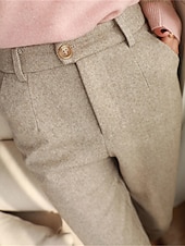 voordelige dames geklede broek-dames geklede broek visgraat broek fleece flanel cropped broek enkellange mode streetwear kantoor werk zwart askleurig s m herfst winter