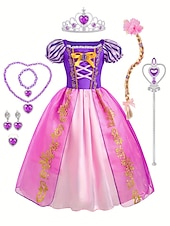 levne Dívčí kostýmy-Rapunzel Pohádkové Princeznovské Květinové šaty Téma Party Kostým Tylové šaty cosplay Filmové kostýmy for Dívčí Dětské Karneval Plesová maškaráda Svatební Svatební host