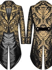 abordables Blazers et vestes-blazer décontracté pour homme noir doré vampire gothique veste grande taille showman smoking queue-de-pie robe redingote steampunk victorien