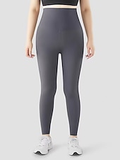 Недорогие Простые леггинсы-Жен. Большие размеры Леггинсы Уютные леггинсы Мода Уличный стиль Полная длина Завышенная Сплошной цвет Пэчворк Комфорт Воздухопроницаемость Мягкий Слабоэластичная Отпуск Для улицы Повседневные