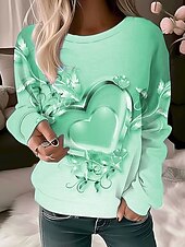 abordables Tienda Gráfica Sudaderas &amp; Sudores-Sudadera de mujer con estampado gráfico, informal, deportiva, activa, neón&amp;amp;Top de manga larga con cuello redondo brillante y caída microelástica&amp;amp;Tejido suave, transpirable y cómodo para el