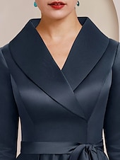 abordables Combinaisons pour maman-Combinaison  Tailleur Mère de la Mariée Tuxedo Invité de Mariage Élégant Party Simple Col Chemise Longueur Cheville Satin Manches 3/4 avec Nœud(s) 2025 taille personnalisée gratuite
