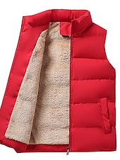 ieftine Gilete-Bărbați Vestă din lână Gilet Purtare Zilnică Vacanță Ieșire Modă De Bază Primăvara &amp; toamnă Buton Poliester Comfortabil Simplu Cu Un Nasture Guler în picioare În V Fit regulat Negru Roșu-aprins