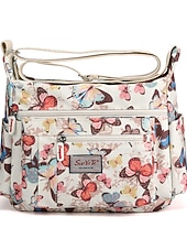 preiswerte Umhängetaschen-Umhängetasche für Damen mit Blumendruck – leichte, wasserabweisende Schultertasche mit mehreren Taschen für den täglichen Gebrauch
