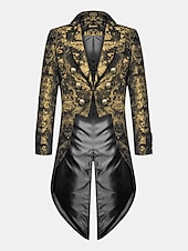 abordables Blazers et vestes-blazer décontracté pour homme noir doré vampire gothique veste grande taille showman smoking queue-de-pie robe redingote steampunk victorien