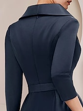 abordables Combinaisons pour maman-Combinaison  Tailleur Mère de la Mariée Tuxedo Invité de Mariage Élégant Party Simple Col Chemise Longueur Cheville Satin Manches 3/4 avec Nœud(s) 2025 taille personnalisée gratuite