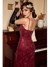 cheap Dresses-Retro Vintage Roaring 20s 1920s Flapper Dress Dress Christmas Party Dress The Great Gatsby Wedding Guest Sequins Women&#039;s Carnival Masquerade Wedding Wedding Guest Party / Evening Adults&#039; Dress
