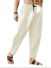 voordelige Klassiek-Voor heren Linnen broek Zomerbroek Zak Trekkoord Effen Casual Dagelijks Yoga Katoenmix Basic Klassiek Zwart Wit