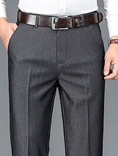 abordables Delgado-Hombre pantalones de traje Pantalones pantalones Pantalones de traje Bolsillo Plano Comodidad Transpirable Boda Exterior Diario Moda Casual Negro Caqui