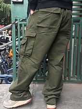 economico Pantaloni cargo-Per uomo Pantaloni cargo Pantaloni militari Tasche Liscio Comfort Traspirante Esterno Giornaliero Per uscire Informale Grande e alto Nero Verde