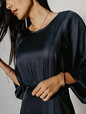 billige Blomstrete kjoler-sateng bryllup gjest crew neck split midikjole