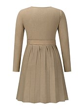 abordables Robes en tricot-Robe Pull Robe en maille Femme Mini robe Extérieur du quotidien Sortie manche longue Surplis nouer devant Tricot Mode Plein Ample 2023 Noir Vert Kaki S M L XL XXL