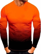 preiswerte Basic-T-Shirts-Herren T Shirt T-Shirt Langarmshirt Langarm Rundhalsausschnitt Frühling &amp; Herbst Farbblock Mode Designer Basic Urlaub Straße Ausgehen Schwarz Weiß Rote Top T-Shirt für Herren
