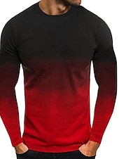 preiswerte Basic-T-Shirts-Herren T Shirt T-Shirt Langarmshirt Langarm Rundhalsausschnitt Frühling &amp; Herbst Farbblock Mode Designer Basic Urlaub Straße Ausgehen Schwarz Weiß Rote Top T-Shirt für Herren