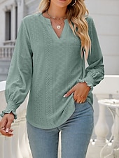 abordables Sweatshirts et Hoodies Texturés-Chemise Chemisier Femme Noir Blanche Rose Claire Couleur unie Ouvert du quotidien Mode Col de Chemise Standard S