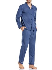 baratos Pijamas-Homens Loungewear Roupa de Dormir Conjunto de Pijama Top e calça de pijama 2 Peças Xadrez à moda Casual Conforto Casa Diário Algodão Poliéster Conforto Lapela Manga Longa Camisa Social Calça Com
