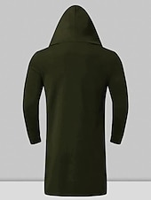 billiga Trenchcoat för män-Herr Trenchcoat Kappa med huva Utomhus Dagliga kläder Höst vinter Polyester Ytterkläder Kläder Mode Streetwear Slät Ficka Huva