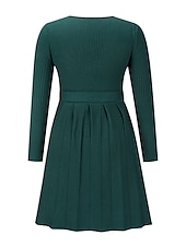 abordables Robes en tricot-Robe Pull Robe en maille Femme Mini robe Extérieur du quotidien Sortie manche longue Surplis nouer devant Tricot Mode Plein Ample 2023 Noir Vert Kaki S M L XL XXL