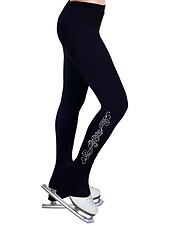 billige Figur skating bukser og leggings-Bukser til kunstløp Dame Jente Skøyteløp Bunner Svart Elastisk Trening Konkurranse Skøyteklær Hold Varm Krystall / Rhinstein Skøyting Kunstløp