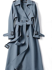 baratos Casacos de Inverno-Mulheres Casaco impermeável Longo Cordões Patchwork Casaco Preto Azul Camelo Bege Diário Outono Não Trespassado Normal S M L XL XXL 3XL / Inverno