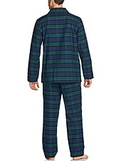 baratos Pijamas-Homens Loungewear Roupa de Dormir Conjunto de Pijama Top e calça de pijama 2 Peças Xadrez à moda Casual Conforto Casa Diário Algodão Conforto Lapela Manga Longa Camisa Social Calça Com Cordão Cintura