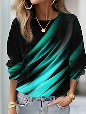abordables Tienda Gráfica Sudaderas &amp; Sudores-Sudadera de mujer, jersey con gráfico urbano, informal, básica, cuello redondo, manga larga, top microelástico, caída&amp;amp;Tejido suave, transpirable y cómodo para el invierno.