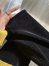 billiga Träningsbyxor för kvinnor-kvinnors vida byxor fleecebyxor baggy hellängd mikroelastisk hög midja mode streetwear utomhus svart beige m l höst vinter