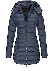 ieftine jachetă activă-Pentru femei Fâș Geacă puffer Palton Izolate Termic cald Fermoar Activ Zilnic Exterior Comfortabil Culoare solidă În aer liber Purtare Zilnică Casul / Zilnic Capișon Fit regulat Manșon Lung