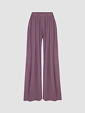 preiswerte weites Bein und hohe Taille-Damen-Kleiderhose mit weitem Bein, lange Hose, Modaltasche, mikroelastisch, hohe Taille, Mode, Streetwear, Straße, Alltag, Weiß/Schwarz, Schwarz, S, M, Herbst, Winter