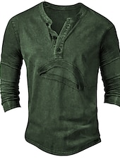 Χαμηλού Κόστους Casual Tee Henley-Ανδρικά Μπλουζάκι με κουμπί Μπλουζάκι Πουκάμισο Henley Μπλουζάκι μπλουζάκι Μακρυμάνικο Χένλι Άνοιξη &amp; Χειμώνας Σκέτο Μοντέρνα Υψηλής Ποιότητας Βασικό Διακοπές Δρόμος Εξόδου