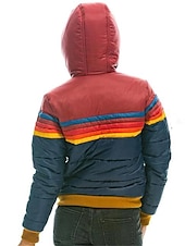 billiga Puffers &amp; Parka-Dam Anorak Utomhus Gata Dagligen Höst Vinter Normal Täcka Normal Vindtät Håller värmen Samtida Stylish Ledigt Jacka Långärmad Färgblock Rand Med fickor Blixtlås i fullängd Sjöblå Svart Mörk Marin
