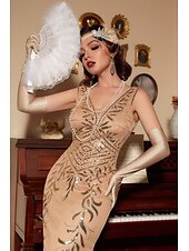 abordables Robes-Rétro Vintage Années Folles Années 1920 Robe Charleston Robe Robe de Fête de Noël Gatsby le Magnifique Invité au mariage Paillettes Femmes Carnaval Mascarade Mariage robe demoiselle d honneur Fête