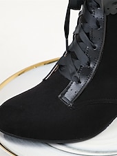  Botas femininas estilo vitoriano gótico com cadarço e acabamento em laço e babados – botas elegantes inspiradas em Gatsby para cosplay, festas à fantasia e moda vintage