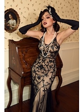 cheap Dresses-Retro Vintage Roaring 20s 1920s Flapper Dress Dress Christmas Party Dress The Great Gatsby Wedding Guest Sequins Women&#039;s Carnival Masquerade Wedding Wedding Guest Party / Evening Adults&#039; Dress