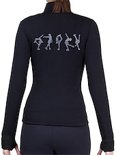 cheap Figure Skating Jackets &amp; Vests-Figure Skating Fleece Jacket Women&#039;s Girls&#039; Ice Skating Jacket Top White Yellow Pink Thumbhole Stretchy Training Competition Skating Wear Thermal Warm Crystal / Rhinestone Long Sleeve Ice Skating