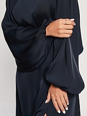 billige Blomstrete kjoler-sateng bryllup gjest crew neck split midikjole