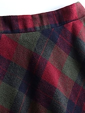 cheap Skirts-Women&#039;s Skirt A Line Swing Plaid Skirt Maxi High Waist Skirts Pocket Print Plaid Street Vacation Winter Elegant Fashion Red Blue Green Khaki
