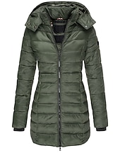 ieftine jachetă activă-Pentru femei Fâș Geacă puffer Palton Izolate Termic cald Fermoar Activ Zilnic Exterior Comfortabil Culoare solidă În aer liber Purtare Zilnică Casul / Zilnic Capișon Fit regulat Manșon Lung