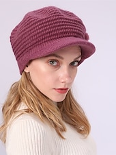 ieftine Pălării-căciulă din tricot de damă &amp; pom poms decor pălărie termică iarnă cu parasolar pentru exterior