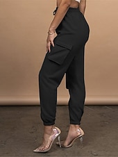 levne dámské cargo kalhoty-dámské cargo khaki kalhoty dlouhé bavlněné mikroelastické vysoký pas móda streetwear denní jablko zelená černá s m podzim zima