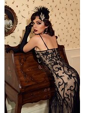 cheap Dresses-Retro Vintage Roaring 20s 1920s Flapper Dress Dress Christmas Party Dress The Great Gatsby Wedding Guest Sequins Women&#039;s Carnival Masquerade Wedding Wedding Guest Party / Evening Adults&#039; Dress