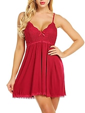 cheap Sexy Lingerie-Women&#039;S Sexy Perspective Pajamas Nightdress Fat Mm Plus Size Slip Dress Set