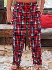 halpa Unen pohja-Miesten loungewear Flanelliset pyjamahousut Plaid housut Oleskeluhousut 1 pcs Skottiruutukuvio Graafiset tulosteet Tyylikäs Vapaa-aika Mukavuus Koti Päivittäin Flanelli Mukavuus Housut Kurenauha