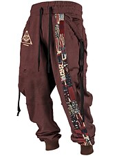 economico Pantaloni della tuta-Tribale Stampa Bandana Vintage Per uomo Stampa 3D Pantaloni della tuta Pantaloni Esterno Strada Casual / quotidiano Poliestere Nero Rosso Blu S M L Vita normale Elasticità Pantaloni