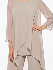 voordelige Broekpakken van mama-Strand Bruiloft Jumpsuit  Pantsuit Moeder van de Bruid Elegante Plus Size Bateau Hals Vloer Lengte Chiffon Mouwloos Wrap Inbegrepen met Effen Kleur om indruk te maken 2025 gratis maat op maat