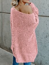 abordables Couleurs unies-Femme Pull mode Décontractées Flexible Couleur unie A côtes Une Epaule Accueil froid manche longue Court Tricoter du quotidien Sortie Fin de semaine Rose Claire bleu marine Automne Hiver